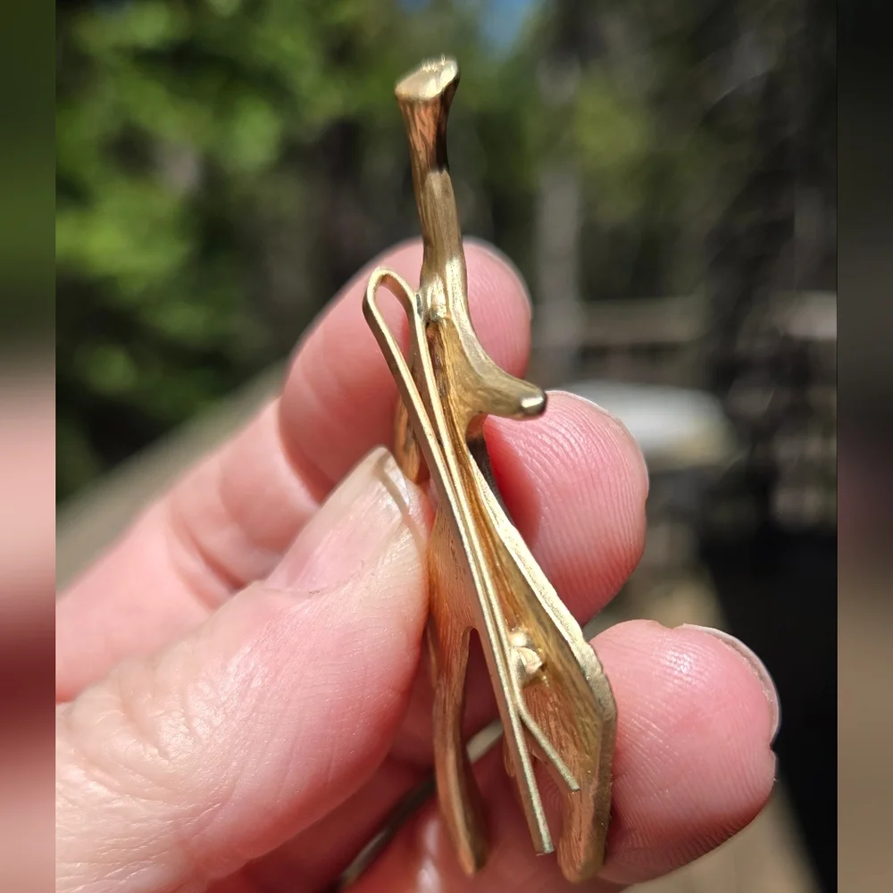 Gold Handmade Moose Antler Hair Pin With Gemstone By Brovoh Sndorinr